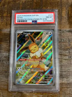 POKEMON 2025 Prismatic Evolutions ETB EEVEE Pokemon Center #173 PSA 8 - Image 1