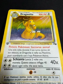 Pokemon Dragonite 4/62 Fossil Rara Holo Unlimited Wizards ITA Carte Vintage - Image 4
