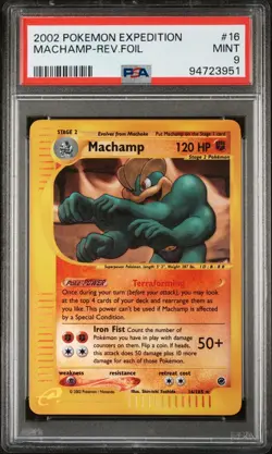 PSA 9 Machamp 16/165 Reverse Holo 2002 Pokemon Expedition WOTC eSeries Foil Mint - Image 1