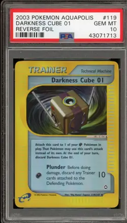 Pokemon Darkness Cube 01 Aquapolis Reverse Holo #119 PSA 10 - Image 1