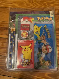 VTG 1999 Plymouth Folders Pencil Case Set 3 Ring Nintendo Pokemon Pikachu NEW - Image 1