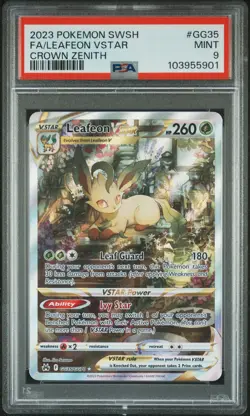 2023 POKEMON SWORD & SHIELD CROWN ZENITH #GG35 FULL ART/LEAFEON VSTAR PSA 9 - Image 1