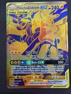 Pokemon Pikachu & Zekrom GX SM248 SM Promos TAG TEAM Full Art Holo 240 HP Card - Image 1
