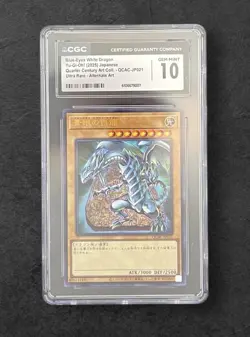 CGC 10 - Blue Eyes White Dragon QCAC Ultra Rare Japanese Yugioh! 2025 - Image 1