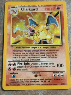 Vintage Pokemon Charizard 4/102 Holo Rare Pokemon Base Set Card 1999 - Image 2