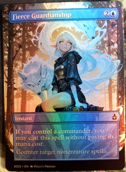 Fierce Guardianship FOIL Proxy Playtest Card Custom Anime Girl Art Wolf Design - Image 1