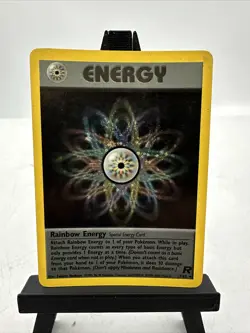 Pokemon TCG Rainbow Energy Holo Rare Card Team Rocket Series 17/82 LP - Image 1