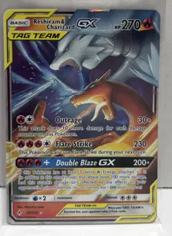 Pokemon TCG Reshiram & Charizard GX Holo Card 20/214 Unbroken Bonds - Image 1