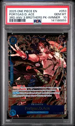 2025 ONE PIECE 3RD ANNIVERSARY TOURNAMENT WINNER PORTGAS D. ACE ENGLISH PSA 10 - Image 1