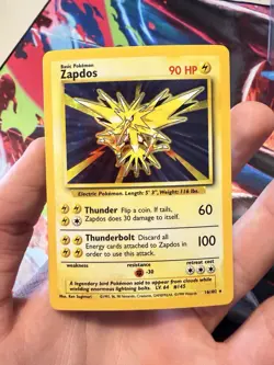 Pokemon TCG Zapdos Base Set Holo Unlimited Rare Card 16/102 1999 MINT/NM! - Image 1