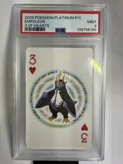 2009 POKEMON PLATINUM VERSION PLAYING CARDS 3 OF HEARTS EMPOLEON PSA 9 - Image 1