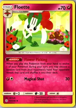 Floette 151/236 Uncommon SM - Cosmic Eclipse LP Pokemon Card Delete - Image 1