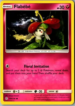 Flabebe 149/236 Common SM - Cosmic Eclipse LP Pokemon Card Delete - Image 1