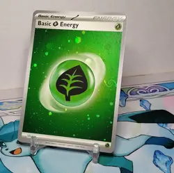 HD GRASS ENERGY COSMOS HOLO WITH MEW TAIL SWIRL SVE MEW 001 151 POKEMON CARD NM - Image 1