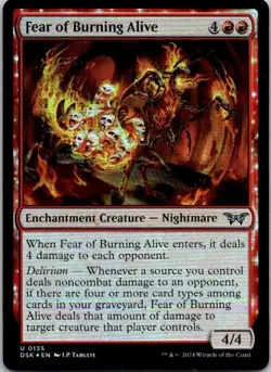 Magic the Gathering Foil Fear of Burning Alive Duskmourn: House of Horror MTG - Image 1