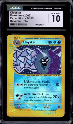 2002 Pokemon Expedition Cloyster-Reverse Foil #8 CGC 10 GEM MINT - Image 1