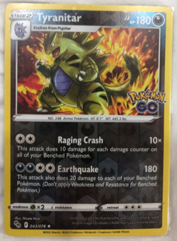 Pokemon TCG - Tyranitar - Pokemon GO - 043/078 Reverse Holo Rare NM - Image 1