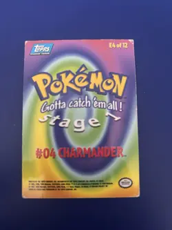 E4 #04 CHARMANDER 1999 Topps Pokemon Movie BLUE LOGO STAGE 1 FOIL - Image 2