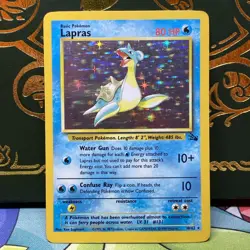 Lapras 10/62 Holo Rare Fossil 1999 Pokemon LP + - Image 1