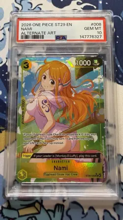 2026 One Piece English Nami ST29-008 Alt Art PSA 10 💎 - POP 11 - Image 1