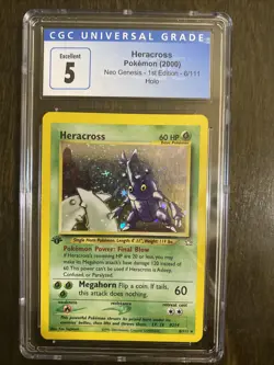 Heracross Holo 6/111 1st Edition Neo Genesis Pokemon Card CGC 5 🪲🔥 - Image 1