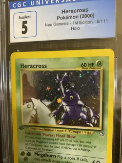 Heracross Holo 6/111 1st Edition Neo Genesis Pokemon Card CGC 5 🪲🔥 - Image 2