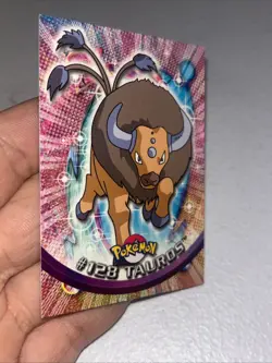 2000 Topps Pokemon TV Animation Edition Series 3 Non Holo #128 Tauros Blue Label - Image 3
