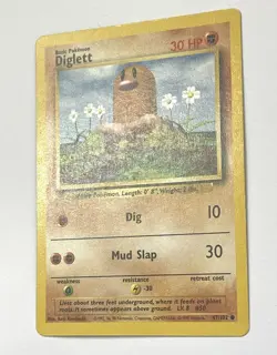 Pokemon Diglett 47/102 Base Set Rotated Fighting Symbol Error LP- Light Play Min - Image 2
