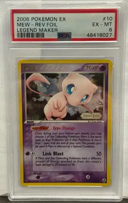 Pokemon Mew 10/92 Legend Maker Stamped Reverse Holo PSA 6 EX-MT - Image 1