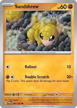1x Sandshrew (#097/167) - Reverse Holofoil NM Eng Pokemon - Twilight Masquerade - Image 1