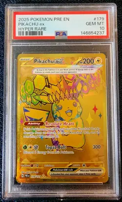 2025 Pokemon Pre En Pikachu ex Hyper Rare #179 PSA 10 !!!!! - Image 1