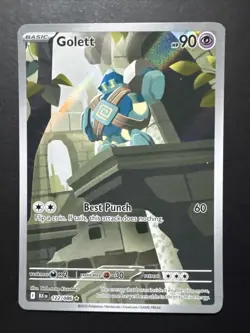 2025 NM Pokemon Golett AR 122/086 Black Bolt & White Flare Illustration Rare Eng - Image 1