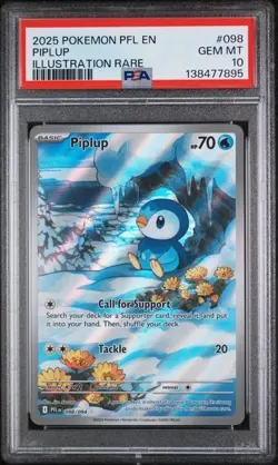 2025 POKEMON PFL EN-PHANTASMAL FLAMES ILLUSTRATION RARE #098 PIPLUP PSA 10 - Image 1