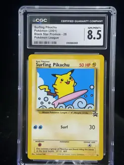 Surfing Pikachu #28 Black Star Promo Pokemon League 2001 CGC 8.5 ⚡ 🌊 - Image 1