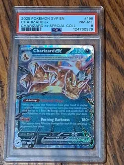 2025 Pokemon SVP EN Charizard ex Special Collection Black Star Promo PSa 8 - Image 2