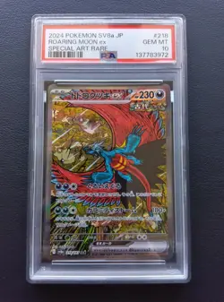 PSA 10 Roaring Moon ex 218/187 SAR sv8a Terastal Fest Pokemon Card Japanese 2024 - Image 1