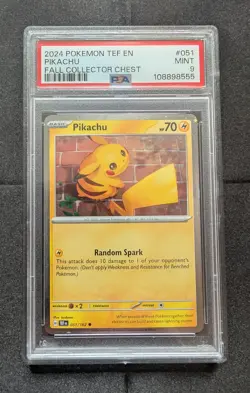 2024 Pokemon Pikachu 051 Temporal Forces Cosmos Holo PSA 9 w/ Swirl *FREE SHIP* - Image 1