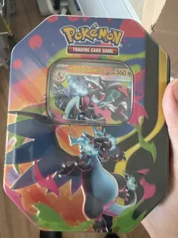 Pokemon TCG: Mega Charizard X ex Tin (4 Pks, Promo) Sealed New $2 Shipping - Image 1