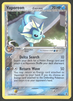 Pokemon TCG: Vaporeon 18/113 EX Delta Species Reverse Holo - Image 1