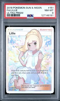 2018 POKEMON SUN & MOON ULTRA PRISM #151 FULL ART/LILLIE PSA 8 - Image 1