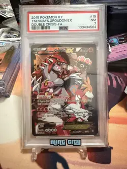2015 POKEMON XY DOUBLE CRISIS #15 FULL ART/TEAM MAGMA'S GROUDON EX PSA 7 - Image 1