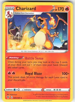 Charizard 025/185 Rare Vivid Voltage Pokemon NM - Image 1