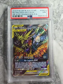 2019 Pokemon Black Star Promo Moltres Zapdos Articuno GX #SM210 PSA 9 Mint - Image 1