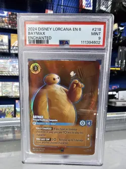 2024 DISNEY LORCANA EN 6-AZURITE SEA 218 BAYMAX ENCHANTED PSA 9 MINT - Image 1