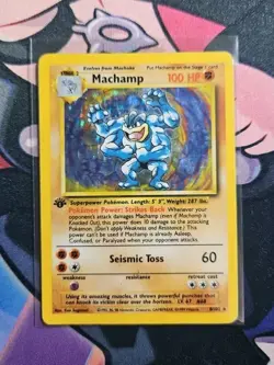 Pokemon TCG Machamp Base Set 8/102 1st Edition Holo Rare 1999 100 HP - Image 1