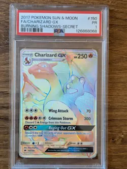 2017 Pokemon SM Sun Moon Burning Shadows PSA 1 Charizard GX #150 Rainbow Secret - Image 1