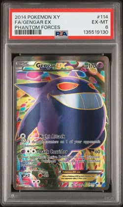 2014 POKEMON XY PHANTOM FORCES #114 FULL ART/GENGAR EX PSA 6 - Image 1