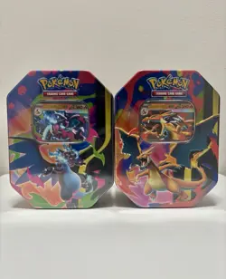 Mega Charizard X & Y Ex Tins Set of 2 Factory Sealed Pokemon TCG - Image 1
