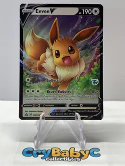 Pokemon Eevee V SWSH065 Sword & Shield BLACK STAR PROMO Eevee STAMP - Image 1
