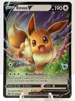 Pokemon Eevee V SWSH065 Sword & Shield BLACK STAR PROMO Eevee STAMP - Image 2